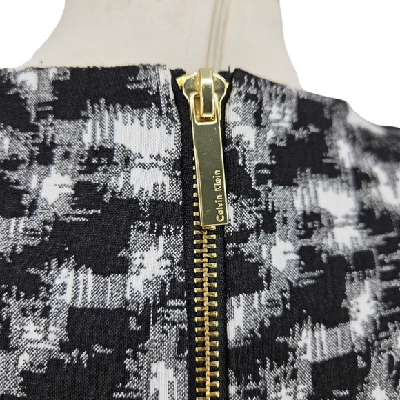 Calvin Klein Sheath Dress Black White Jacquard Sleeveless Zip Back 10 - Picture 5 of 8